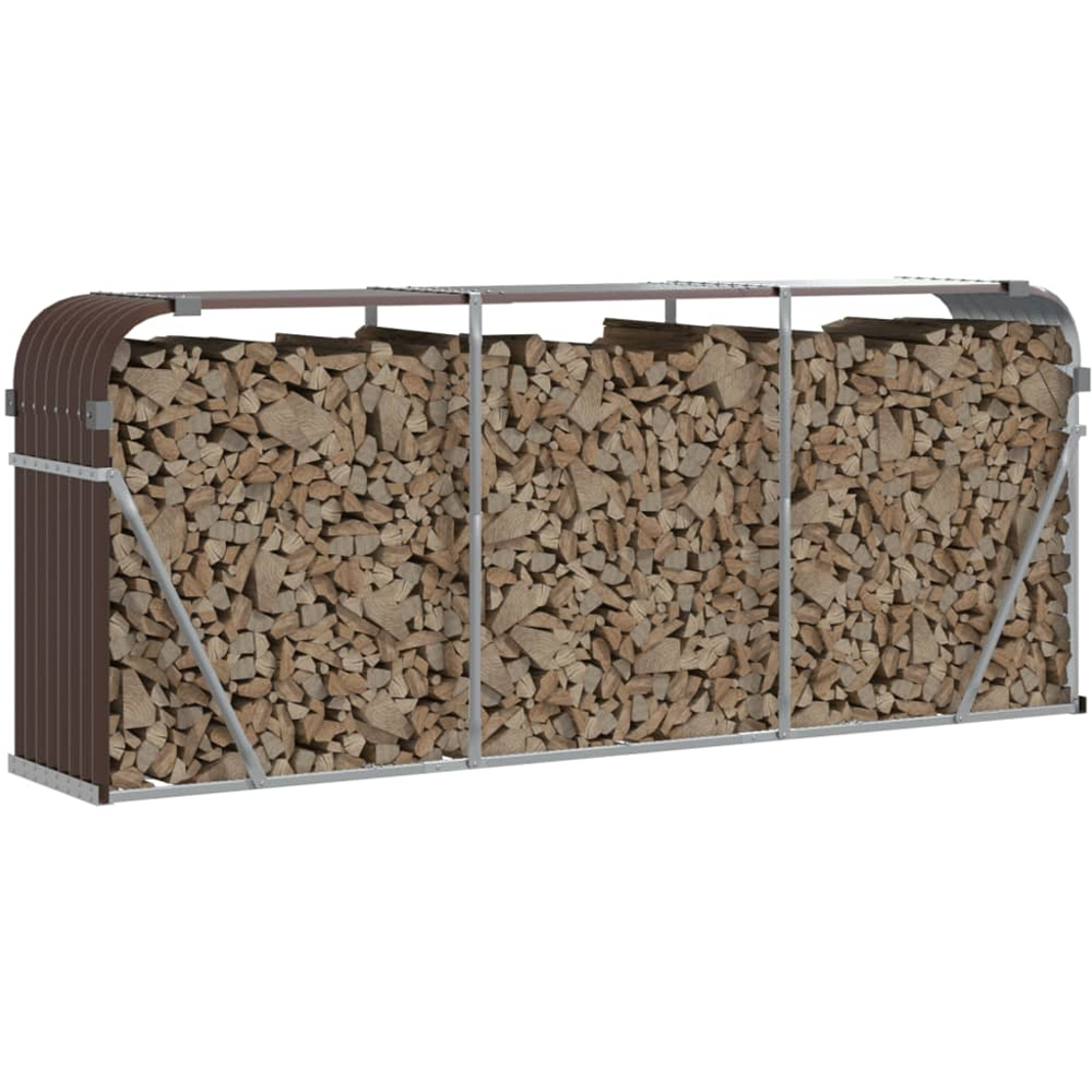 vidaXL Brown Galvanised Steel Firewood Log Holder 100 x 234 x 45cm Image 2