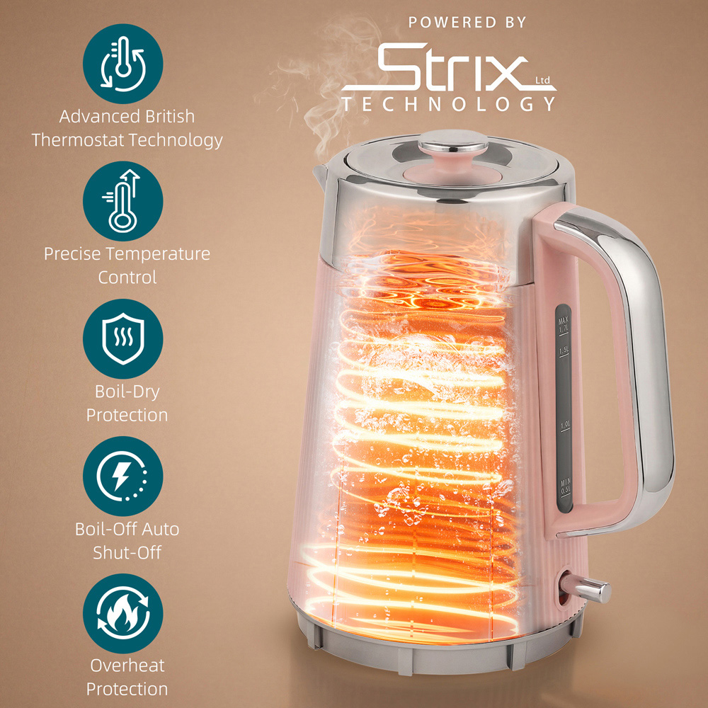 HOMCOM Pink 1.7L Rapid Boil Kettle and 4 Slice Toaster Set Image 4