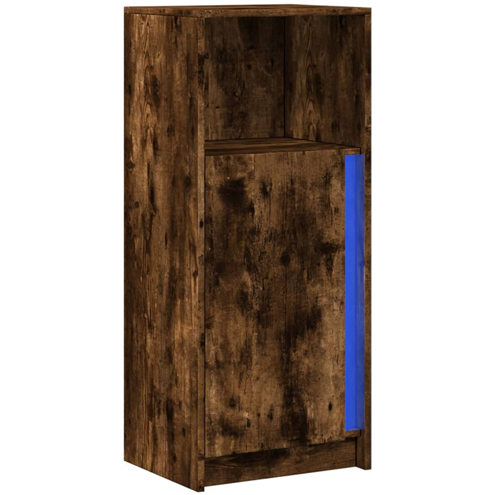 vidaXL Single Door Single Shelf Smoked Oak Sideboard with RGB LED Lights Image 3