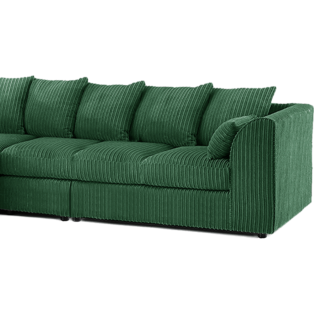 Luxor 4 Seater Green Jumbo Cord Left Hand Facing Scatter Back L Shaped Corner Sofa Set Image 3