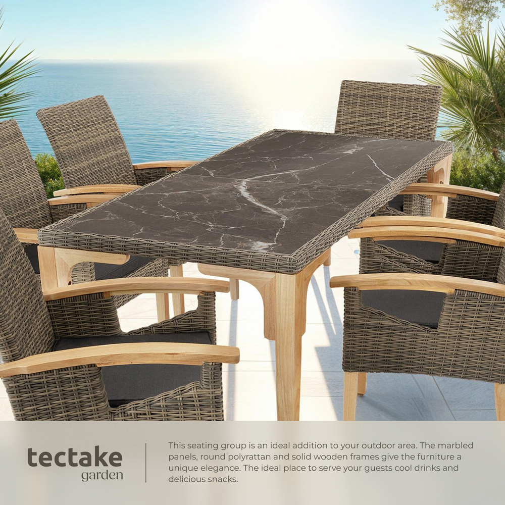 tectake Foggia Rosarno 6 Seater Rattan Garden Dining Set Natural Image 4