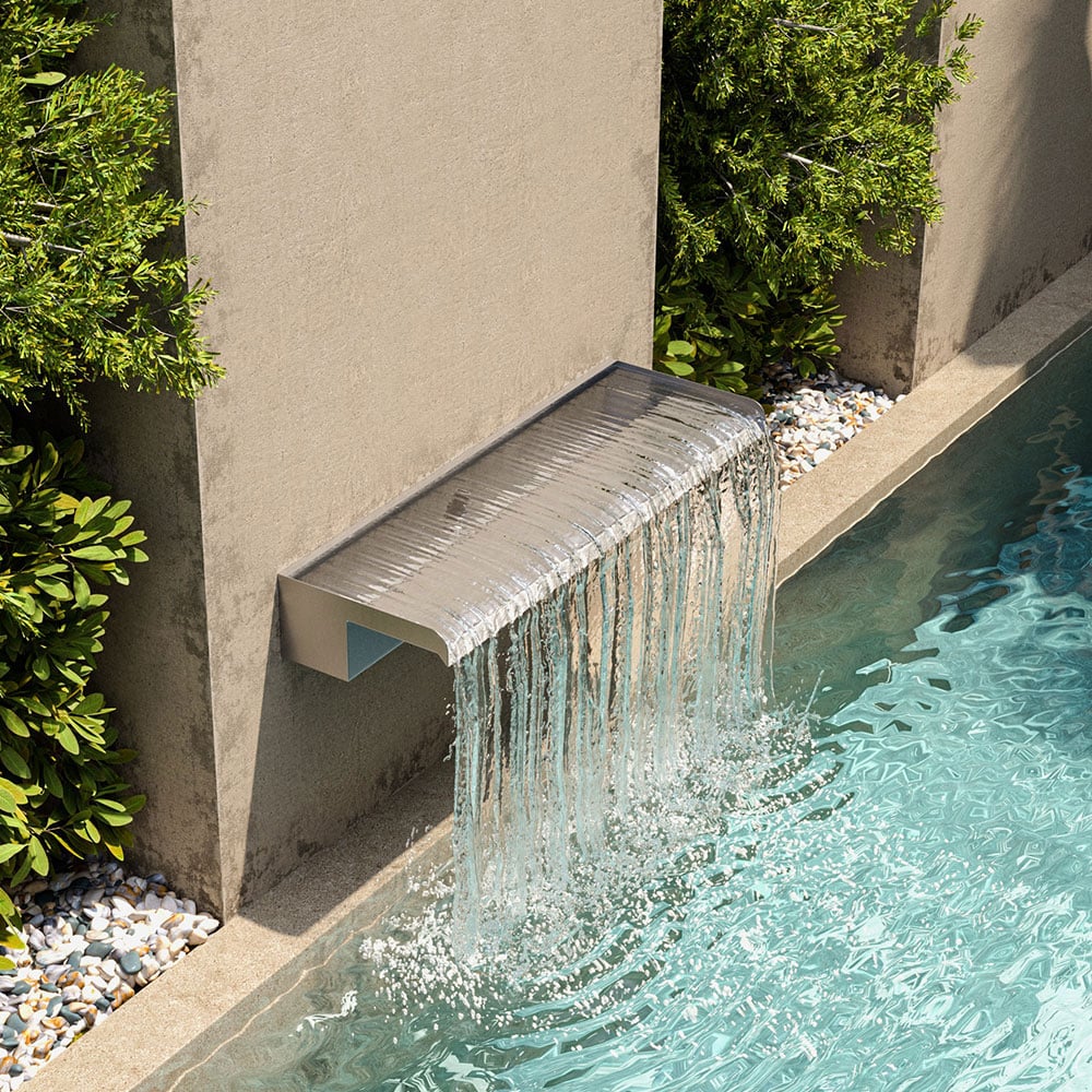 Living and Home Stainless Steel Wall Mounted Outdoor Waterfall Feature 60 x 20cm Image 2