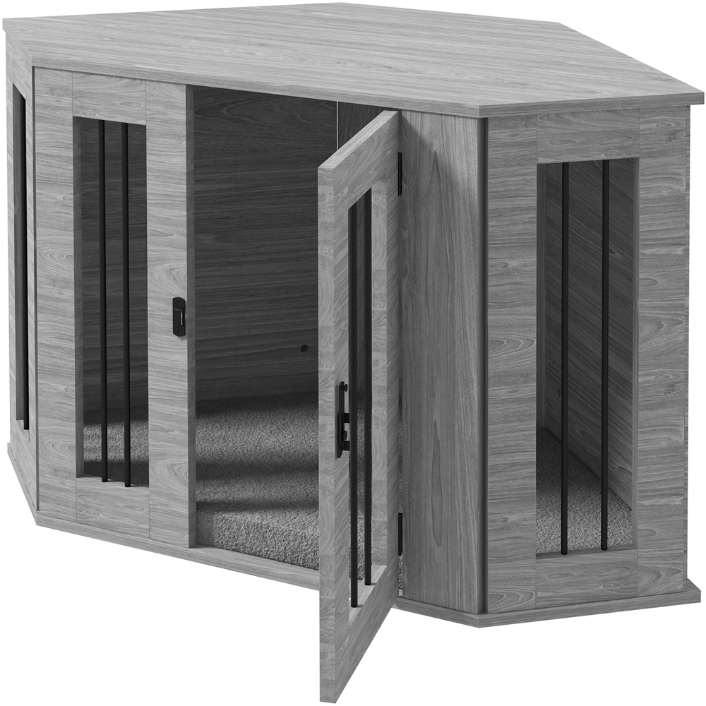 PawHut Grey Dog Crate End Table with Cushion 104cm Image 3