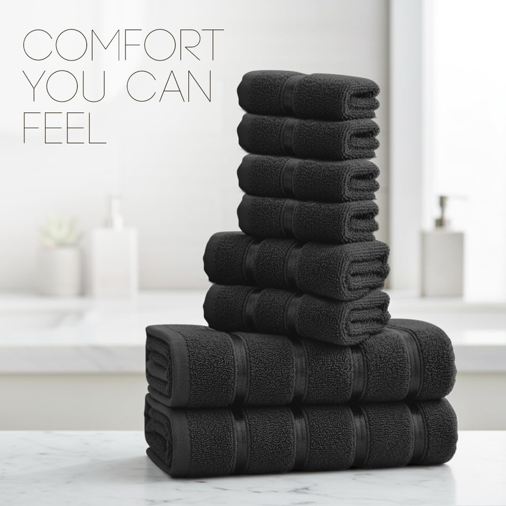 Smart Living Boston 8 Piece Black Towel Bale Set Image 6