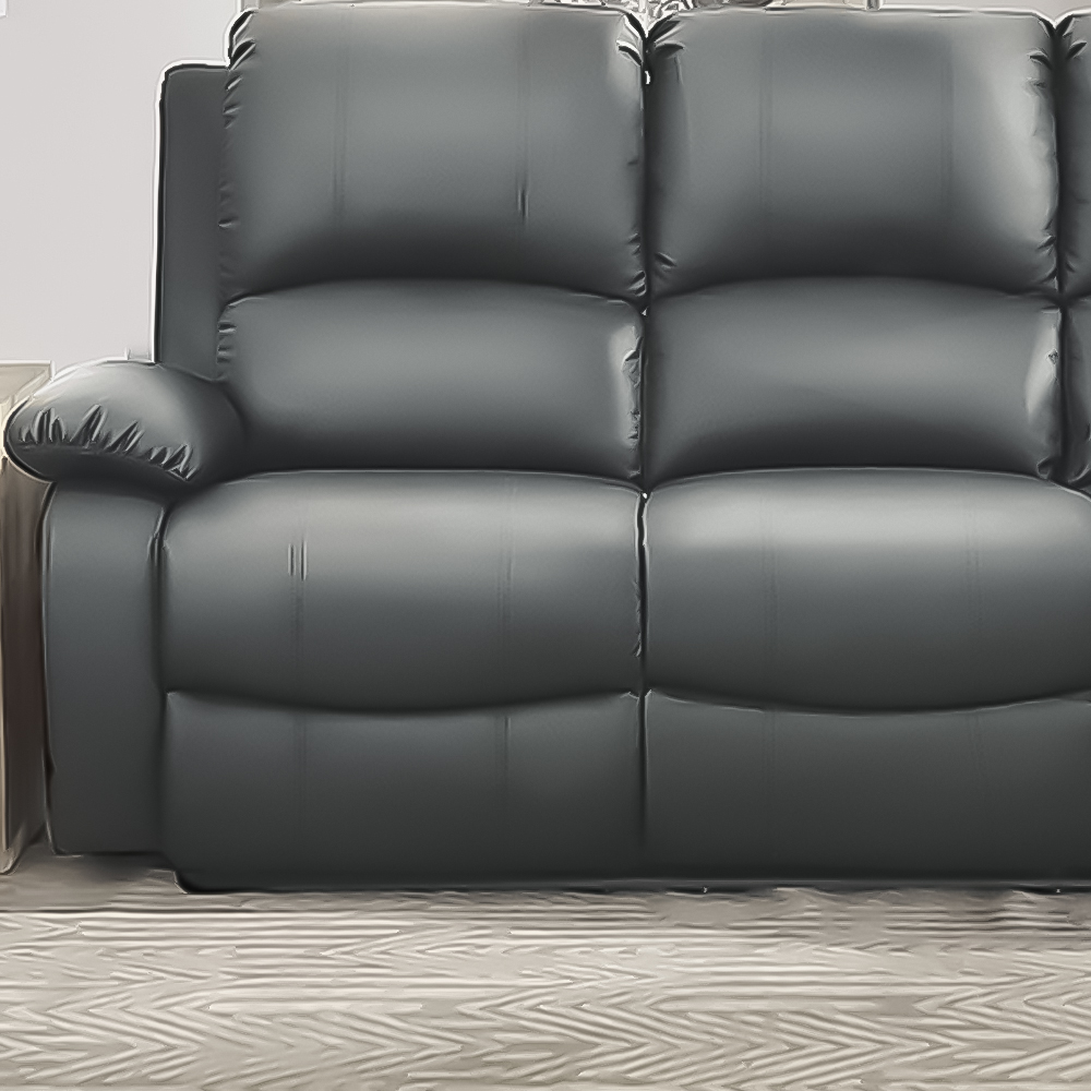 Brooklyn 3 Seater Dark Grey Bonded Leather Manual Recliner Sofa Image 3