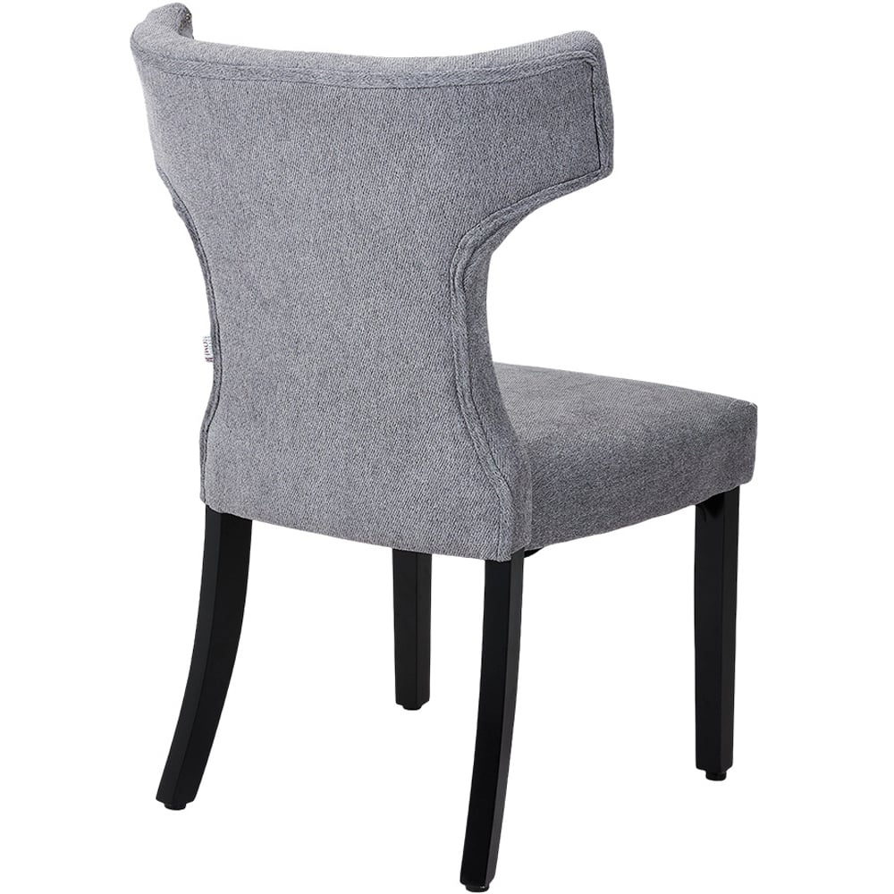 Living and Home Set of 2 Grey Linen Upholstered Dining Chairs Image 3