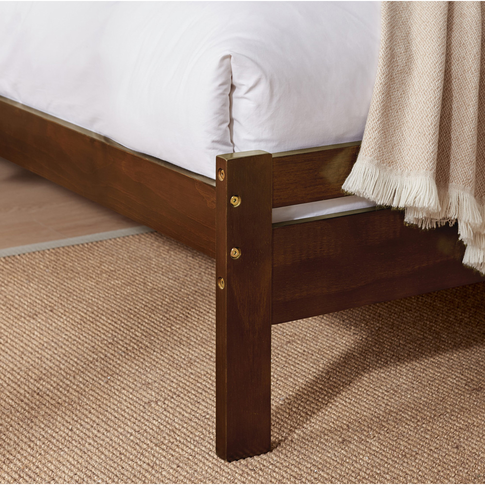 Furniturebox Cadhla Double Walnut Stain Solid Pine Bed Frame Image 5
