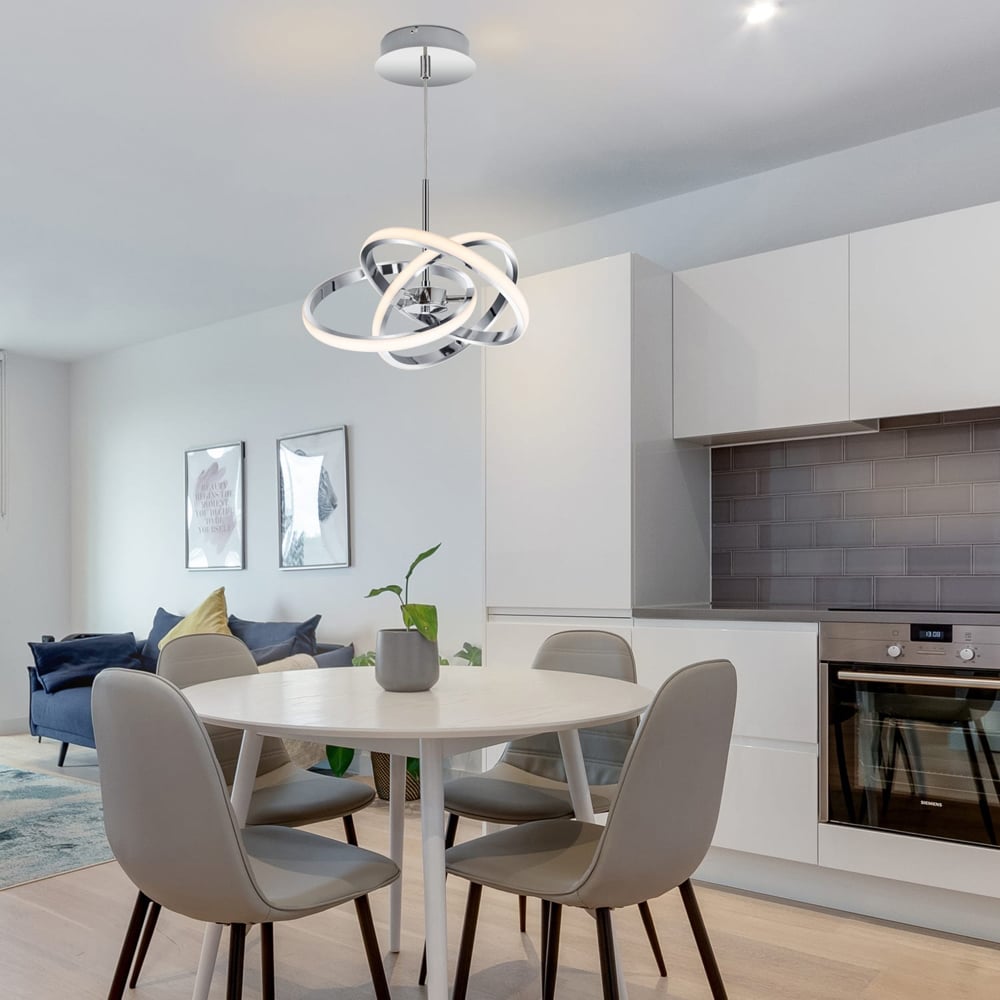 Cosylyte Ridgley 3 Ring Chrome Asteroid LED Pendant Light Image 6