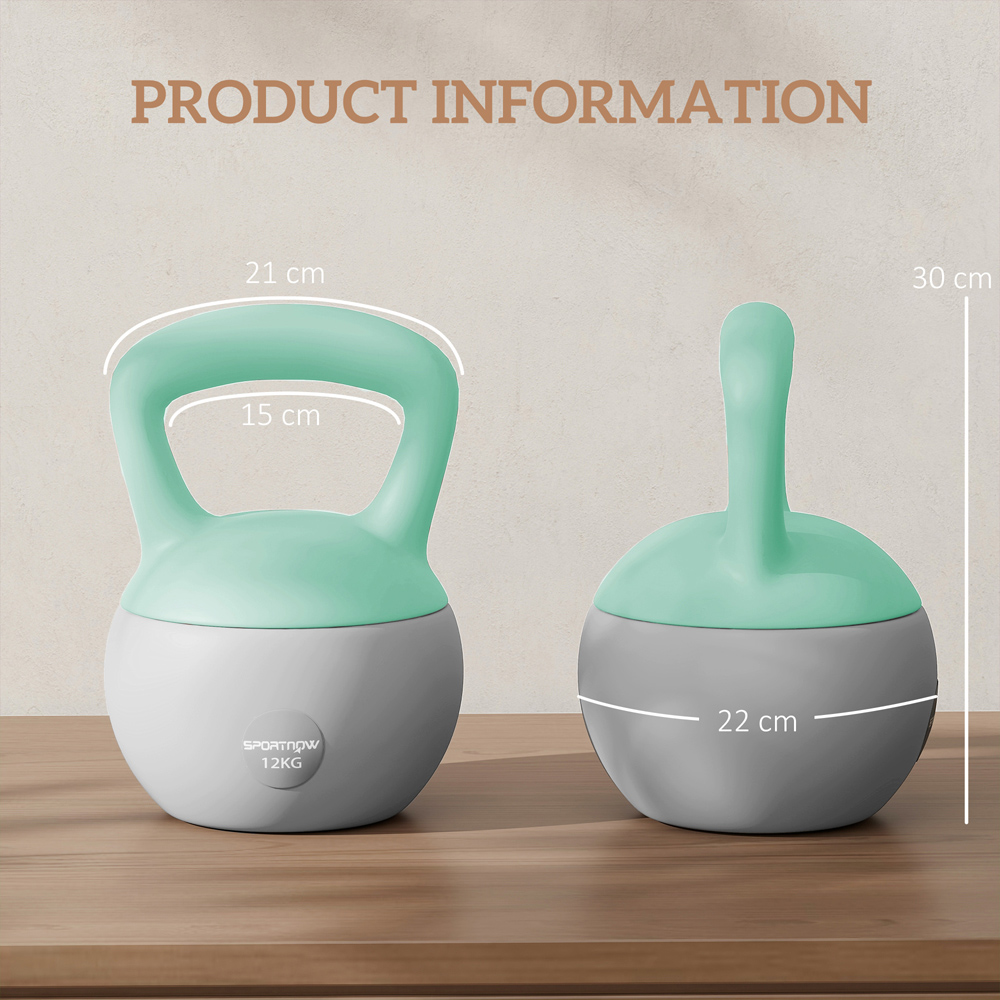 SPORTNOW Grey and Green Kettlebell with Soft Body and Non-Slip Handle 12kg Image 9