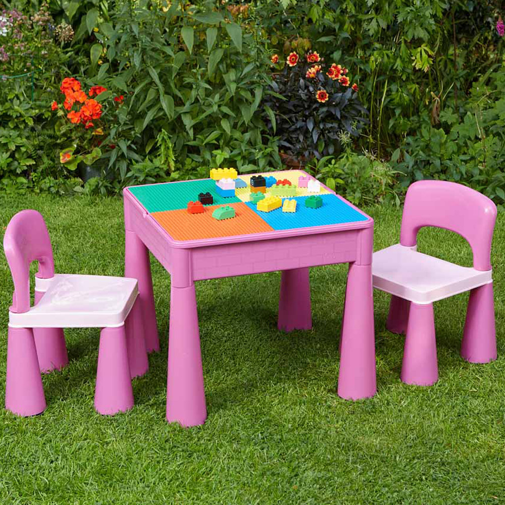 Liberty House Toys Pink Kids 5-in-1 Activity Table and Chairs Image 1