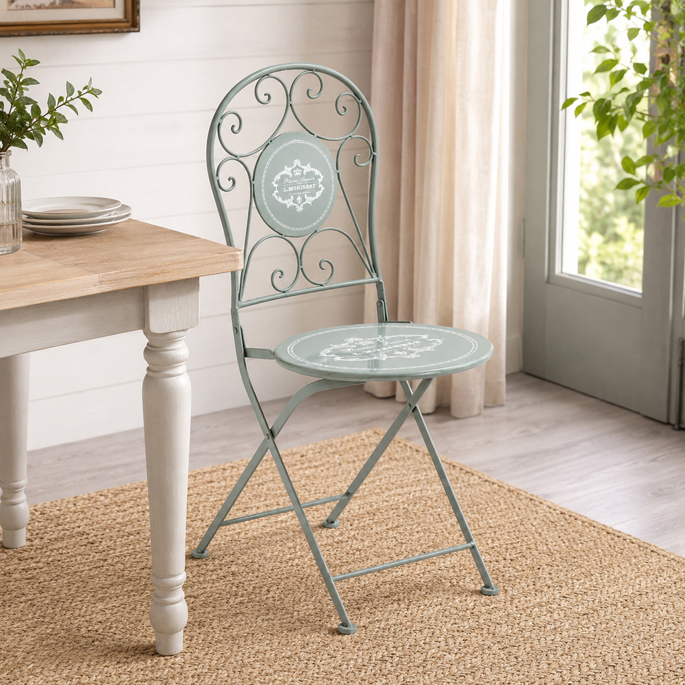 Premier Housewares Cafe Cassis Grey Metal Accent Chair Image 4