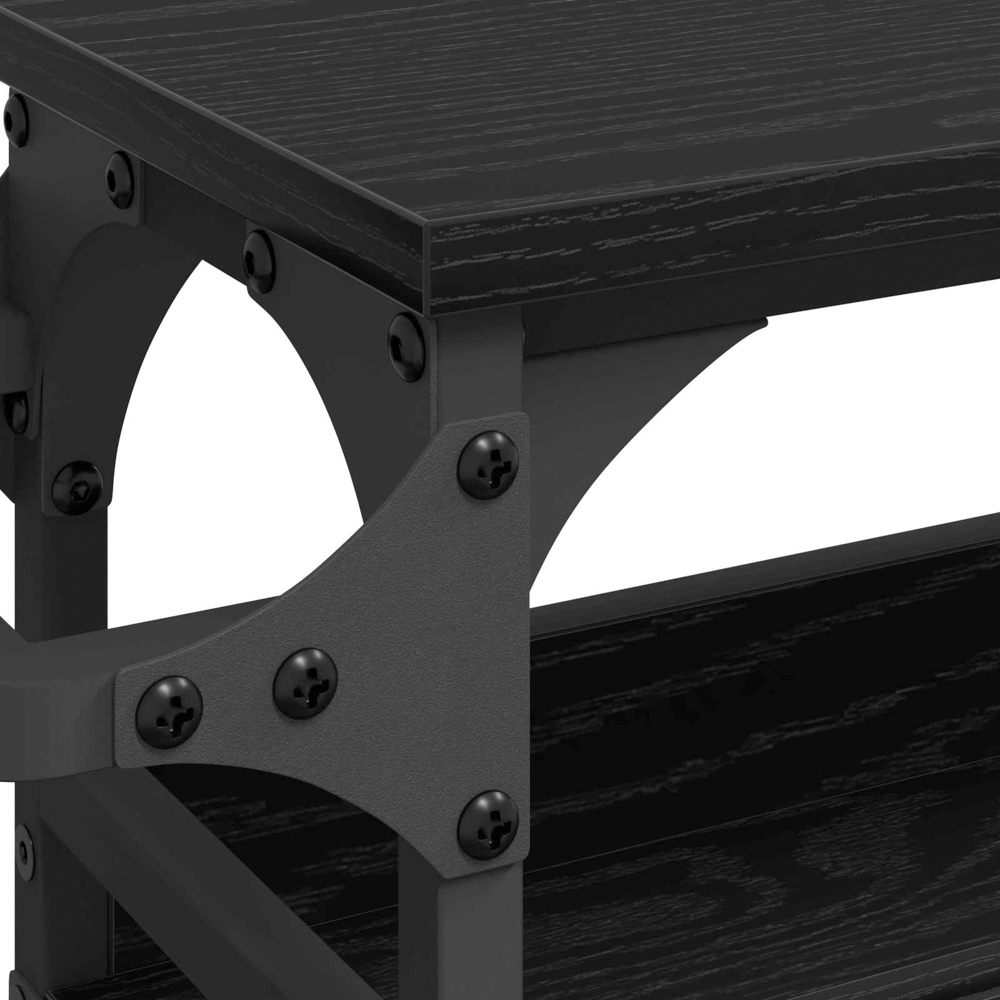 vidaXL 3 Shelf Black Oak Kitchen Trolley with Handle Image 8