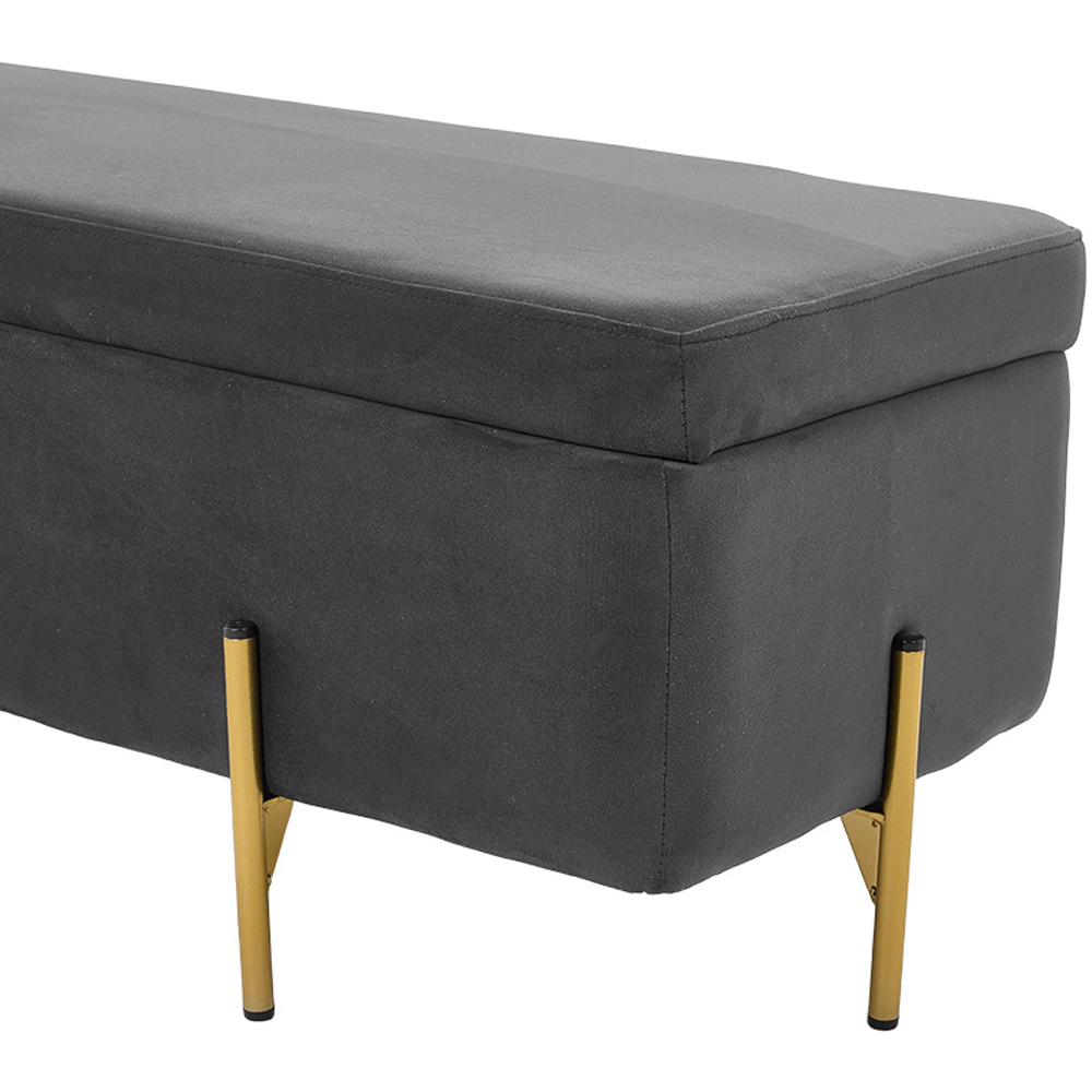Living and Home Grey Flip Top Flannel Upholstered Storage Bench Image 8
