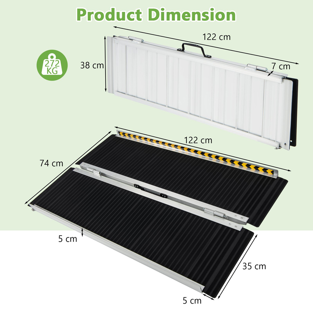Costway Portable Aluminium Wheelchair Ramp with Transition Plate 4ft Image 8