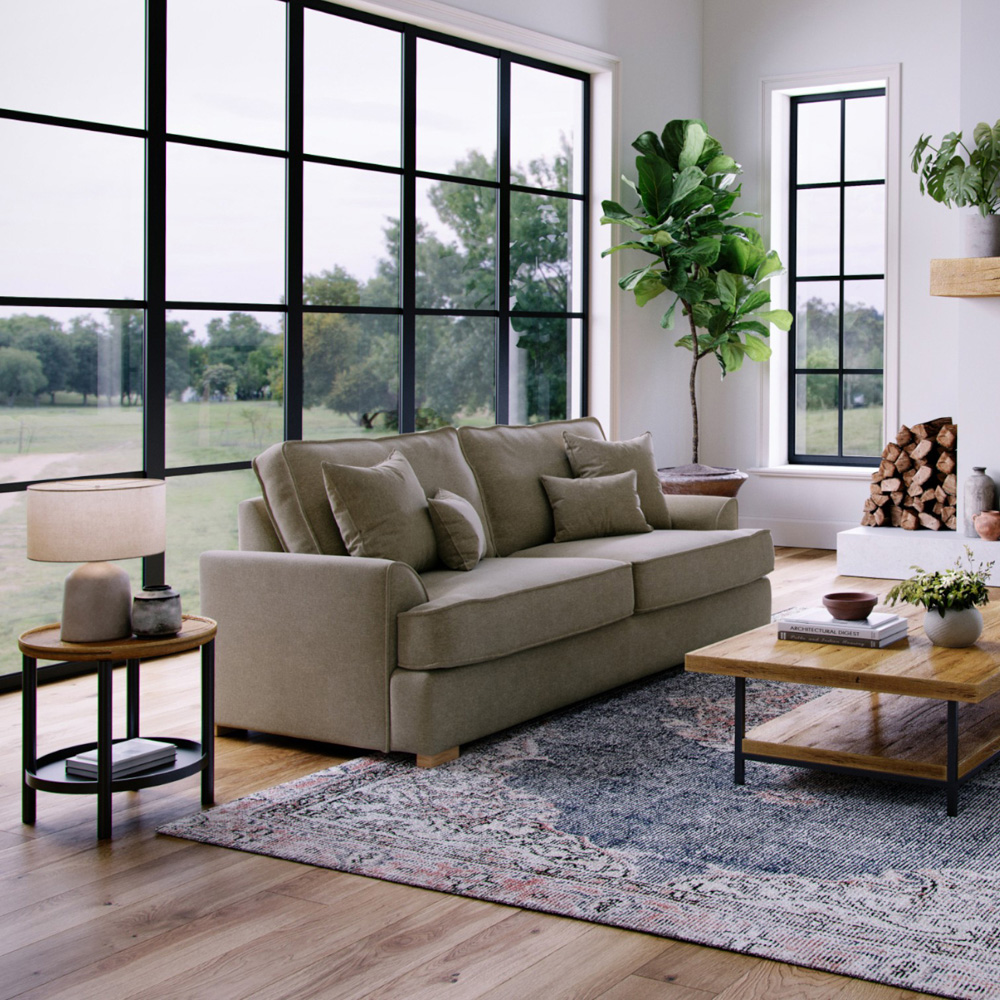 Alba City 3 Seater Fossil Fabric Sofa Image 5