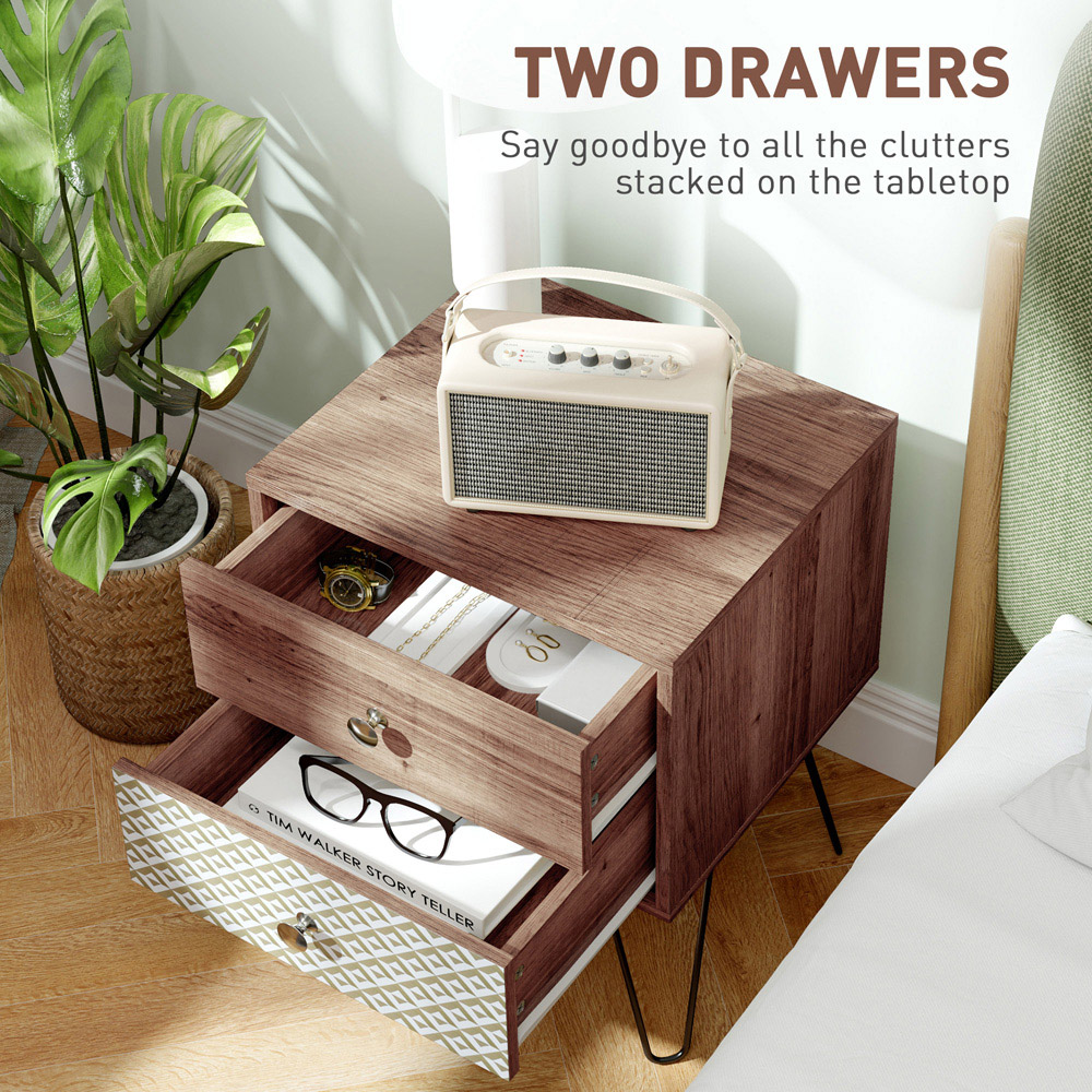 Portland 2 Drawer Boho Design Bedside Table Image 7