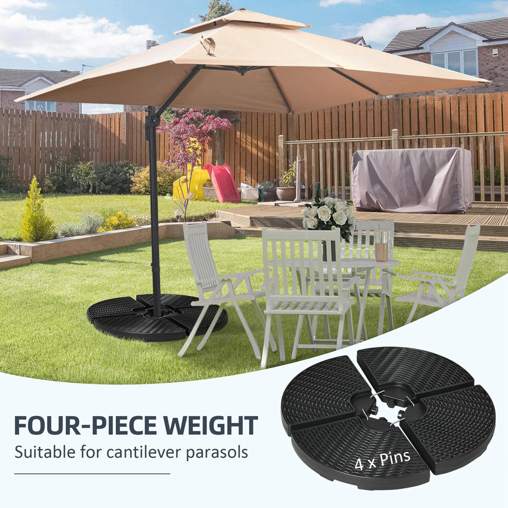 Outsunny 4 Piece Wicker Effect Parasol Base Image 4