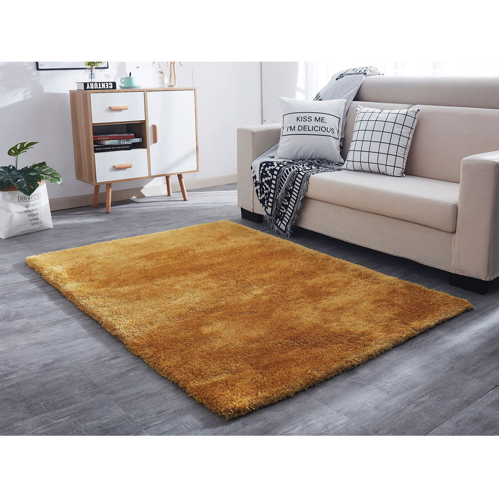 Ochre Deluxe Shaggy Rug 120 x 170cm Image 2