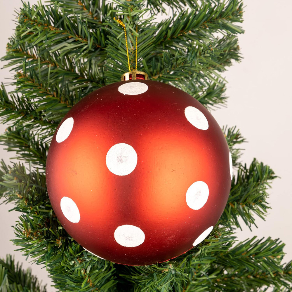 Shatchi 6cm Red and White Polka Dot Shatterproof Christmas Bauble 6 Pack Image 3