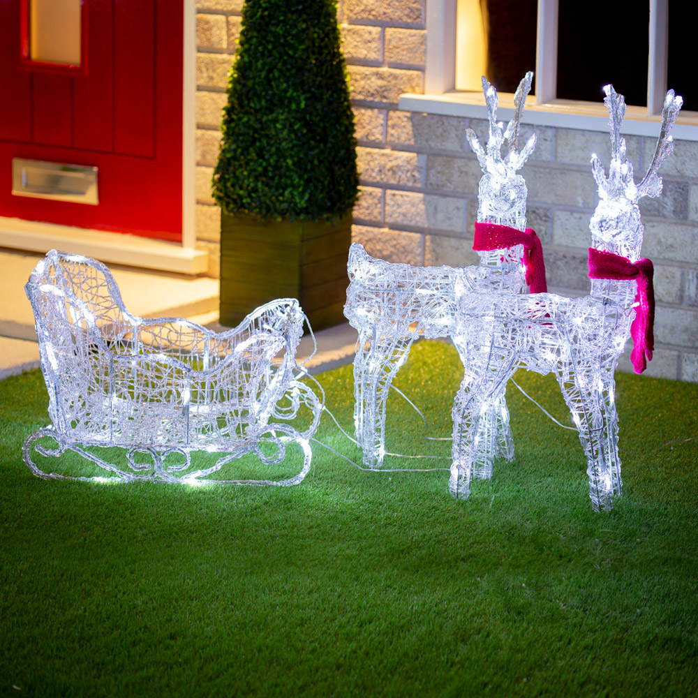 The Christmas Workshop 150 LED Acrylic Reindeers with Sleigh 5.2ft Image 5