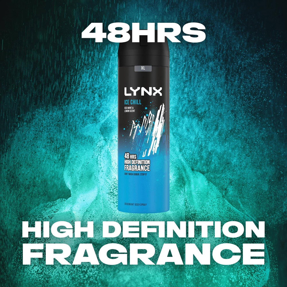 Lynx XL Ice Chill Iced Mint and Lemon 48H Sweat Protection Deodorant Body Spray 200ml 3 Pack Image 4