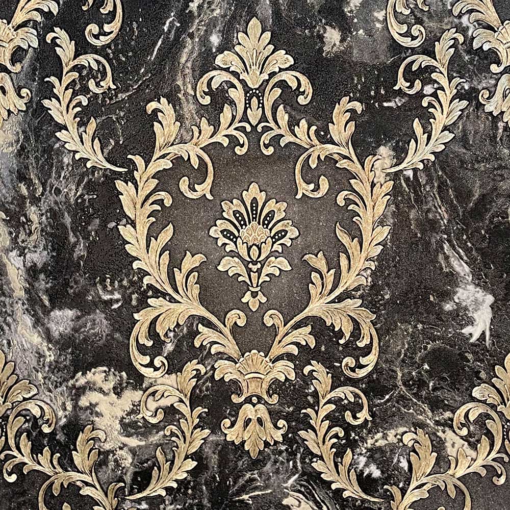 Rasch Sienna Damask Black Wallpaper Image 1