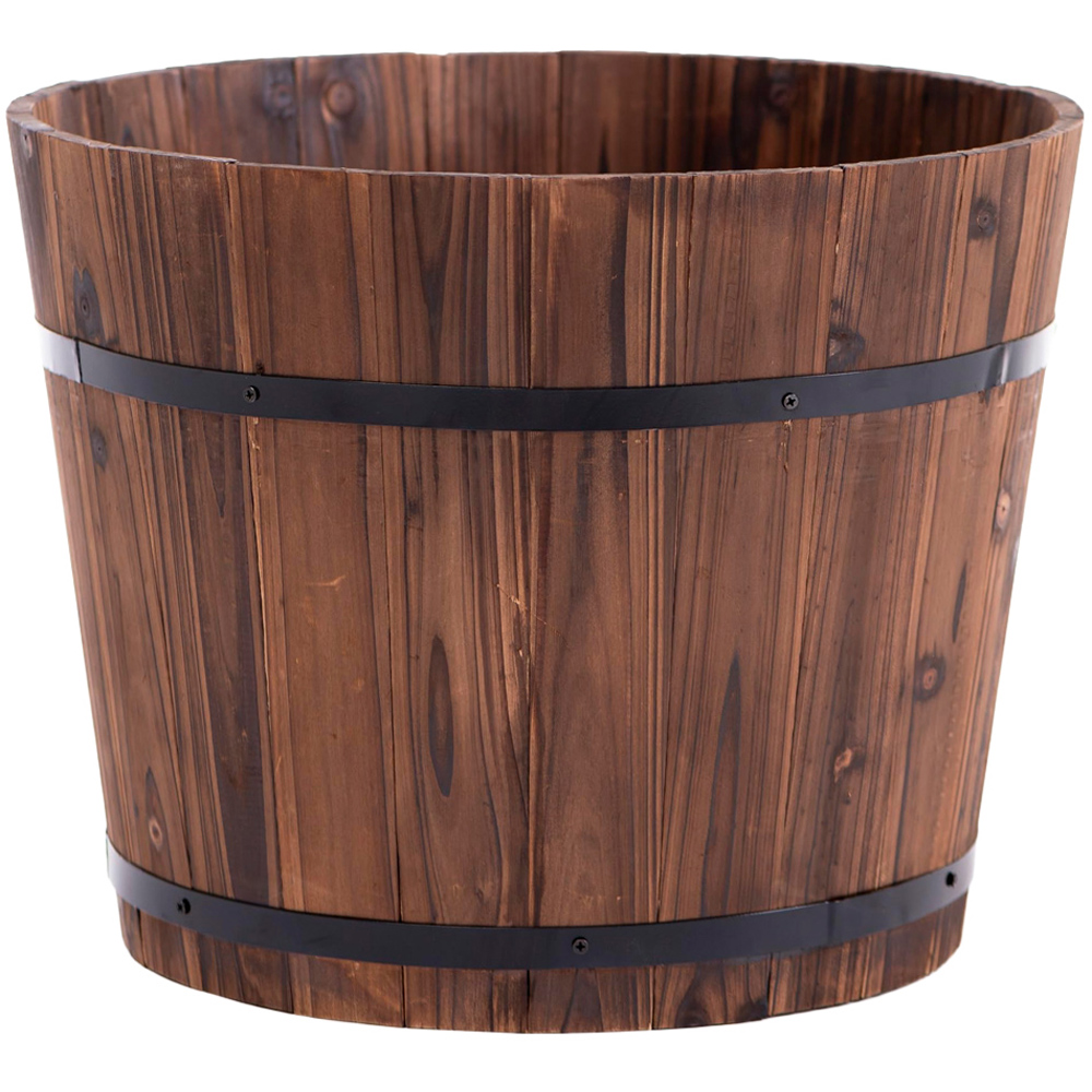 Thompson and Morgan Rustic Wooden Barrel Planter 32cm Image 1