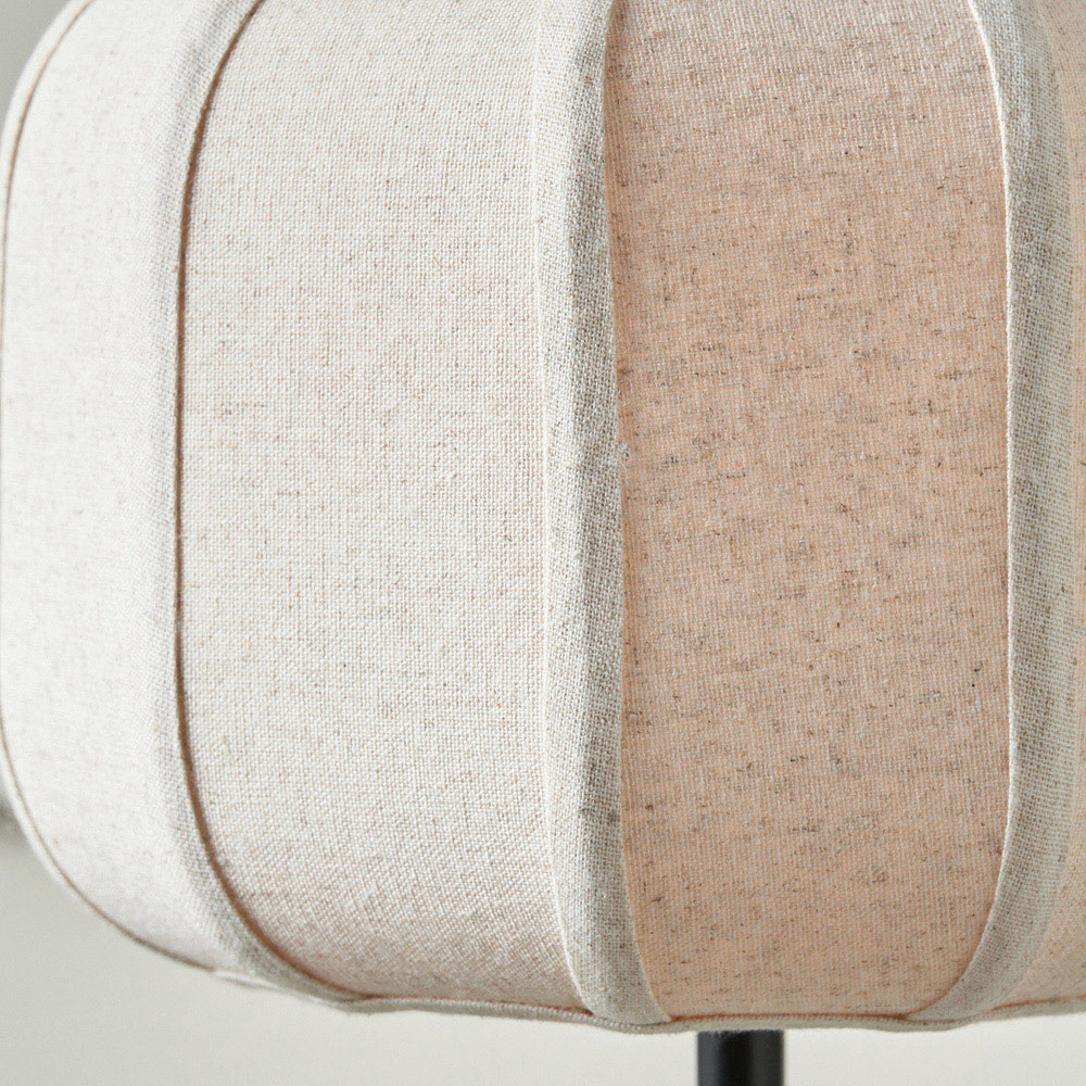 Pacific Lifestyle Oscar Natural Linen Shade Black Metal Structured Table Lamp Image 3