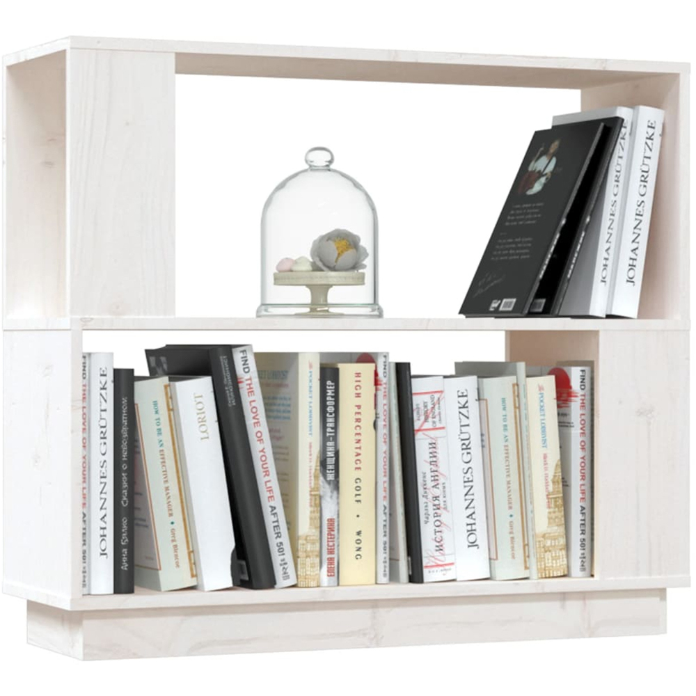 vidaXL 2 Shelf White Solid Pine Wood Bookcase Image 4