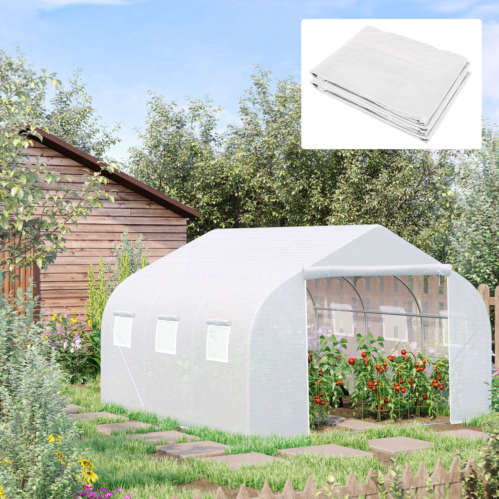 Outsunny 19.6 x 9.8 x 6.5ft White Replacement Greenhouse Cover Image 2