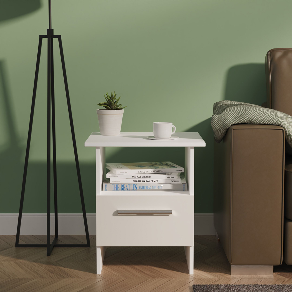 Crowndale Contrast Single Drawer Grey Matt and White Lamp Table Ready Assembled Image 7