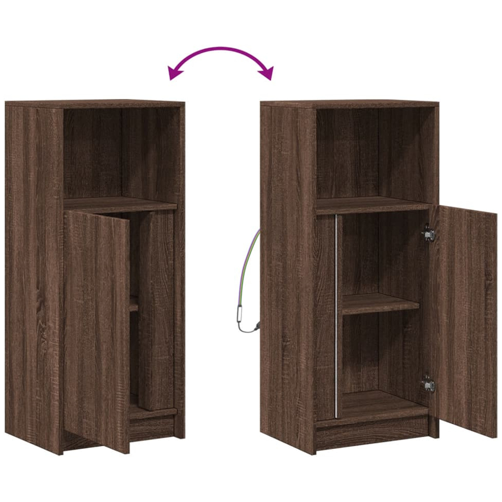 vidaXL Single Door Single Shelf Brown Oak Sideboard with RGB LED Lights Image 9