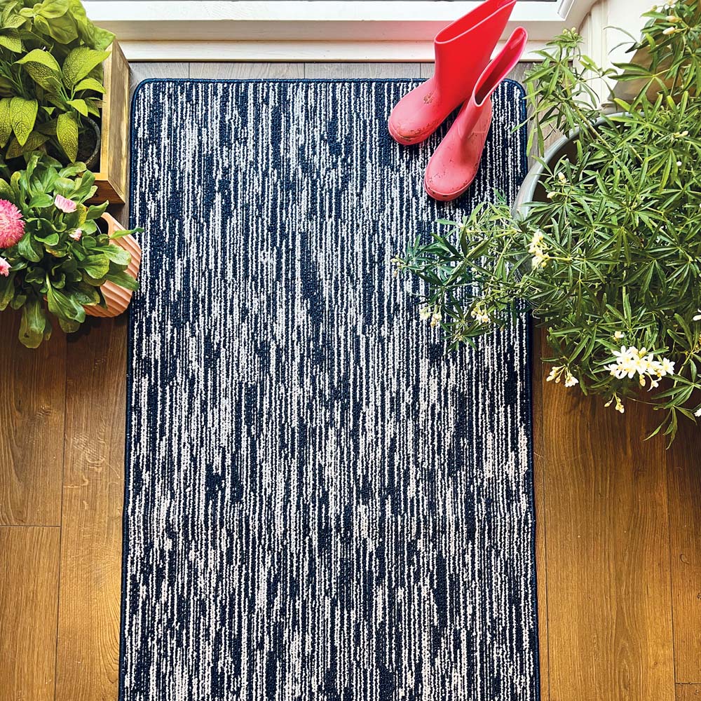 My Mat Navy Broken Stripe Stain Resistant Runner 67 x 200cm Image 4