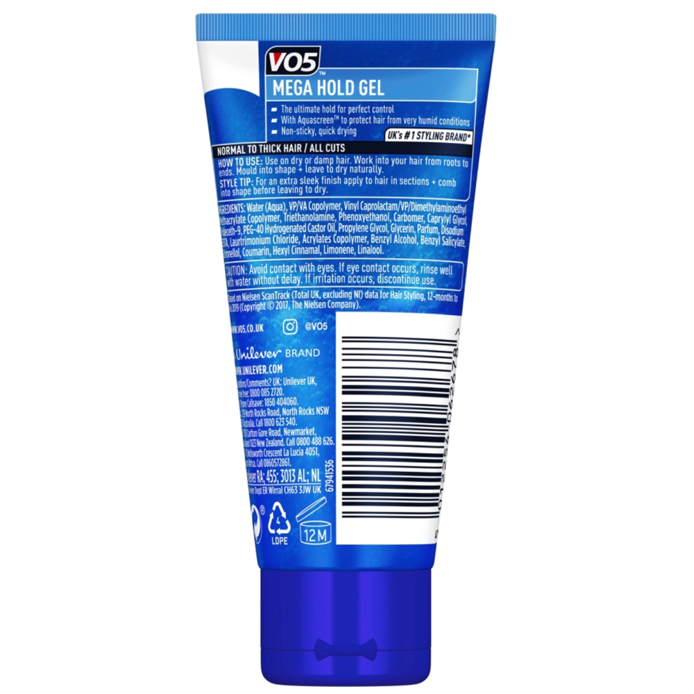VO5 Natural Shine 72H Slick Styles Long-Lasting Weatherproof Mega Hold Hair Gel 50ml 6 Pack Image 3