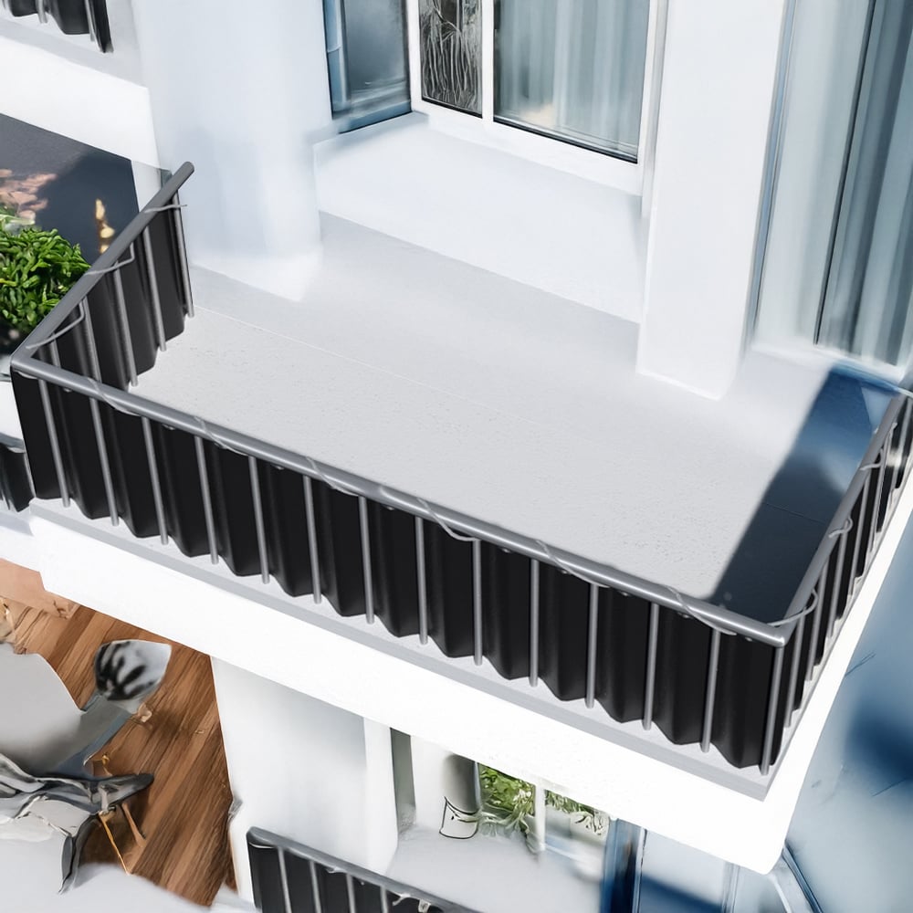 tectake 90 x 500cm Grey Type 2 Balcony and Garden Privacy Screen Image 1