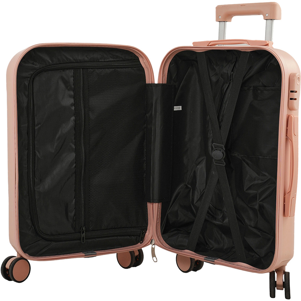 H&O Direct 2 Piece Pink ABS Hard Shell Suitcase Set with Cup Holder and USB Port Image 3