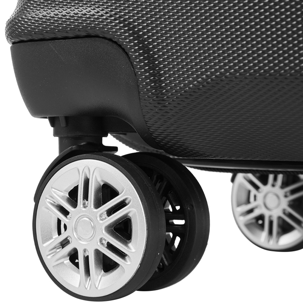 H&O Direct Set of 3 Black Stripe ABS Hardshell Suitcase Set Image 6