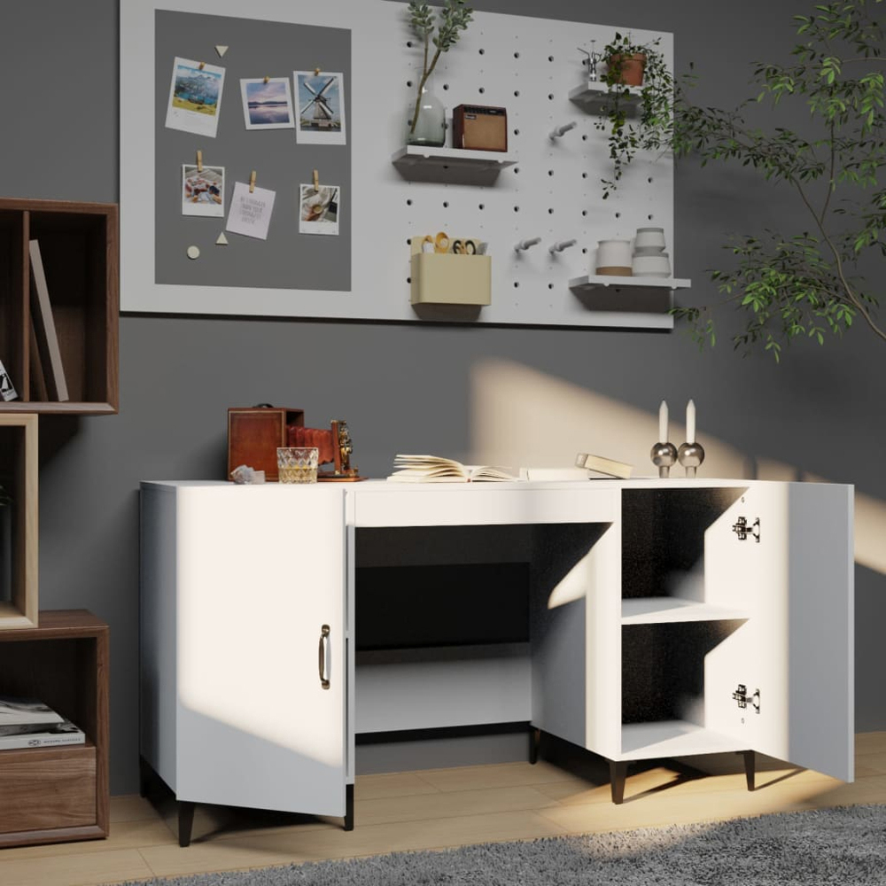vidaXL 2 Door Computer Desk White Image 7