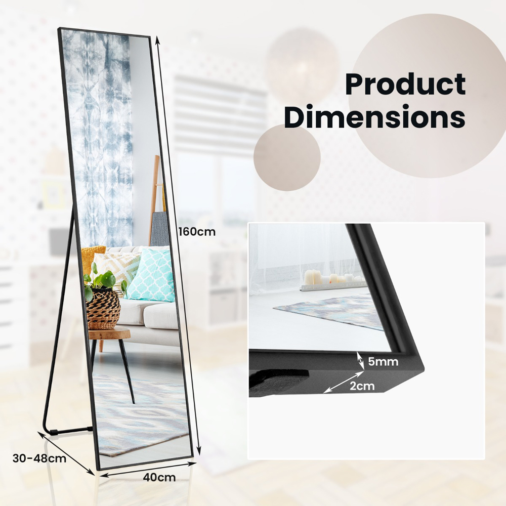 Costway Black Shatter Proof Full Length Mirror Image 9