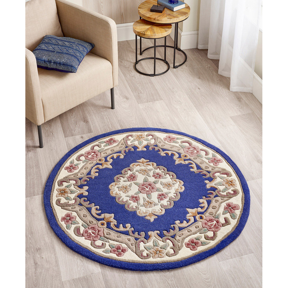 Origins Shensi Navy Wool Round Rug 120cm Image 2