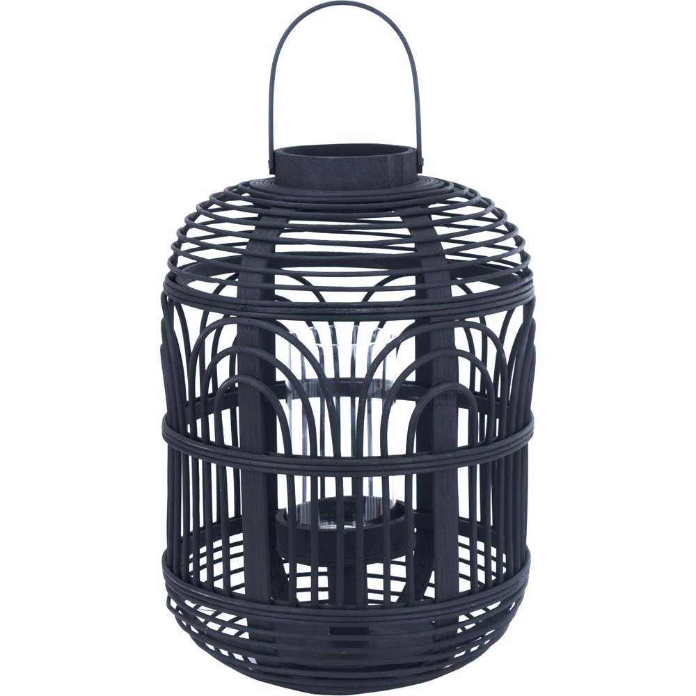 Pacific Lifestyle Black Bamboo and Glass Lantern Small Image 1