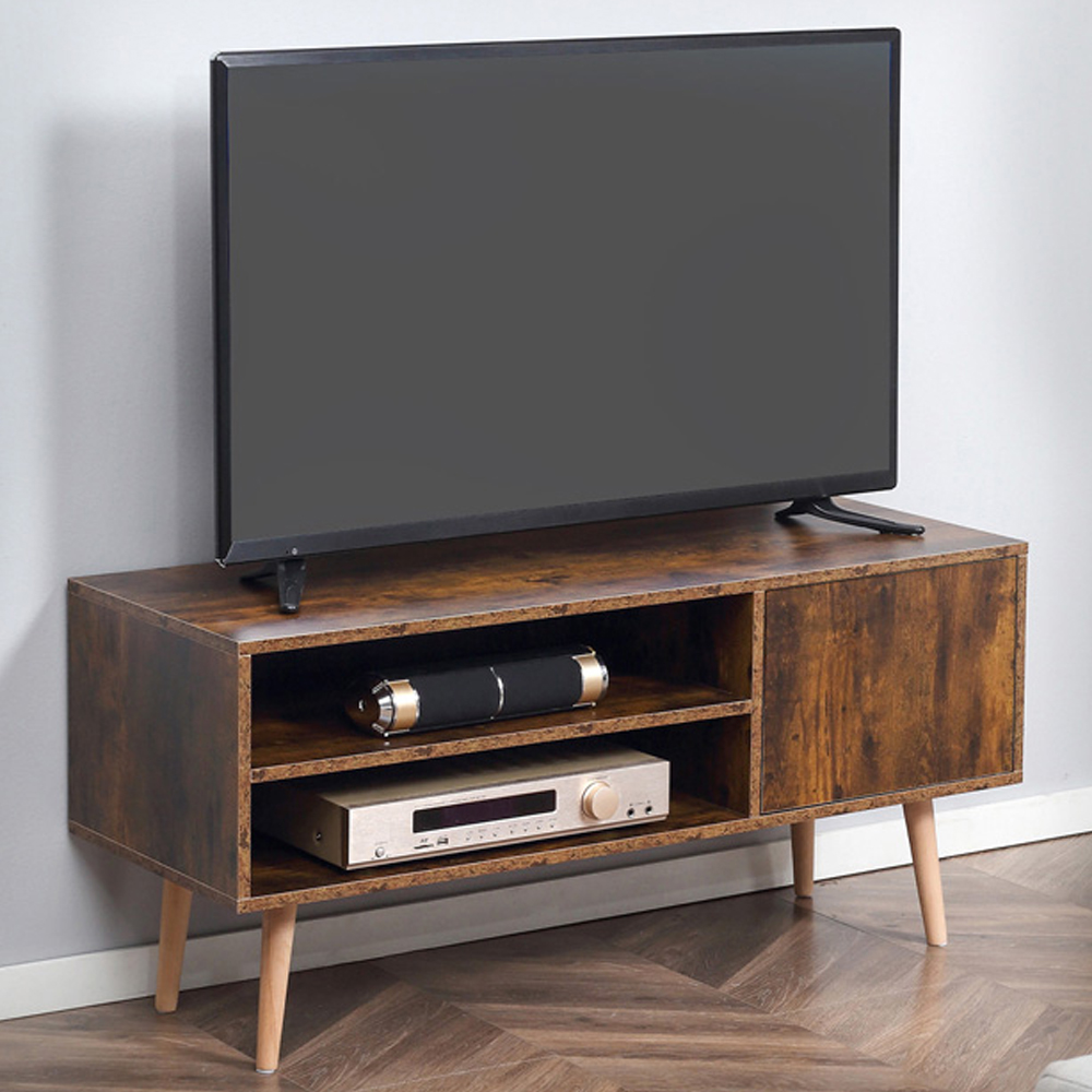 Portland Single Door 2 Shelf Brown TV Cabinet Image 1