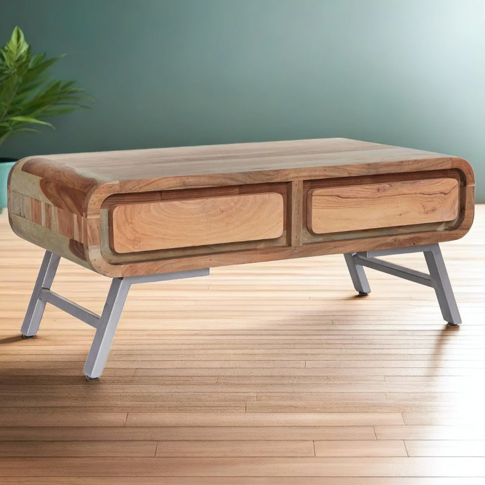 Brooklyn 2 Drawer Hardwood Coffee Table Image 1