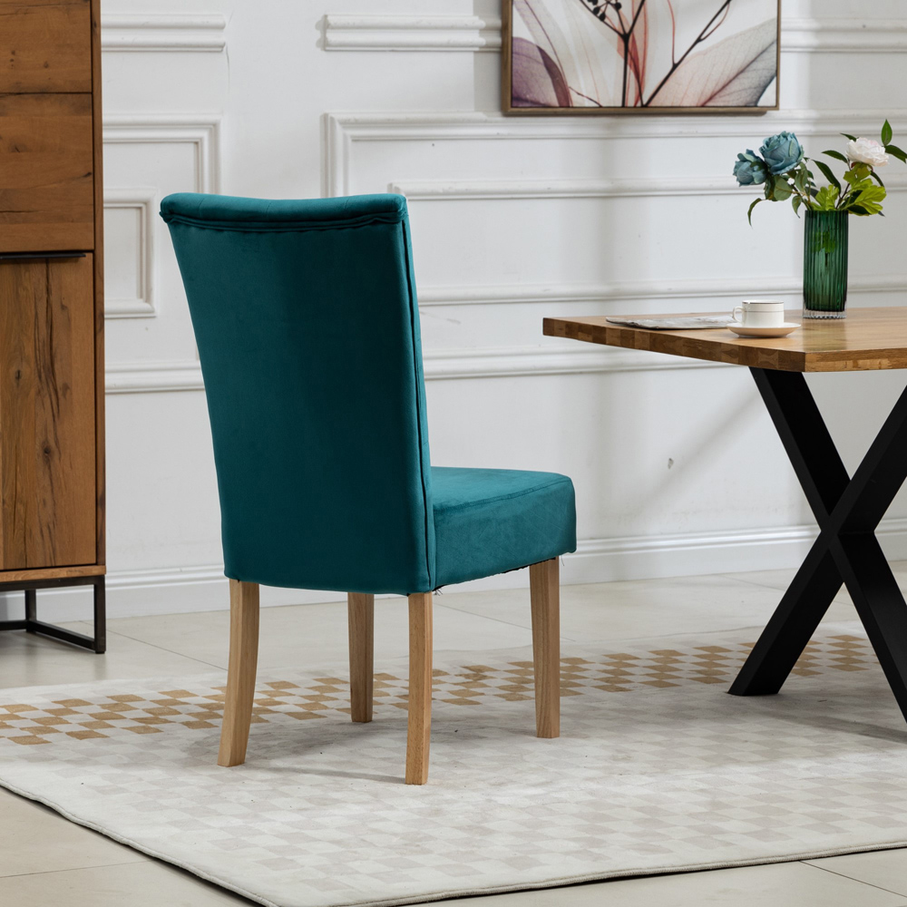 Artemis Home Pienza Set of 2 Teal Velvet Dining Chairs Image 5