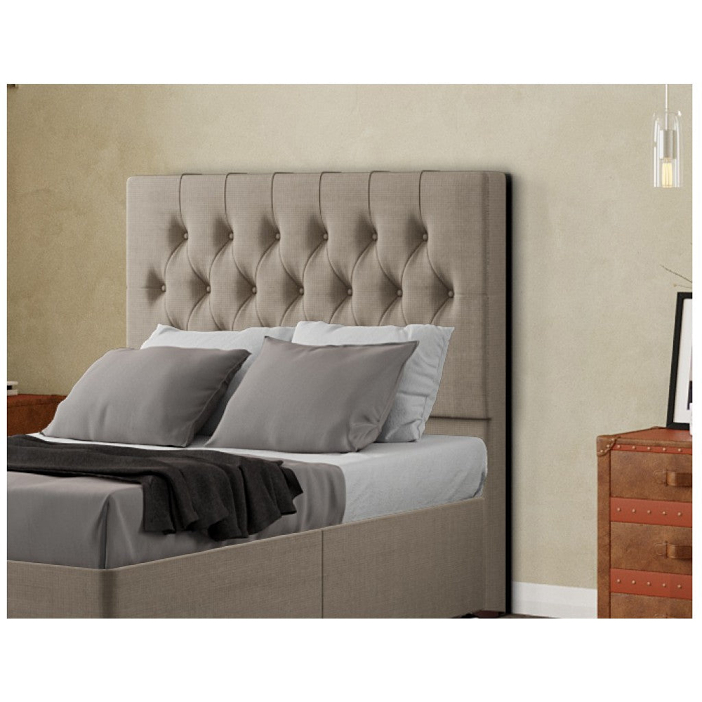 Eleganza Belgrave Small Double Beige Linen Floor Standing Headboard Image 4