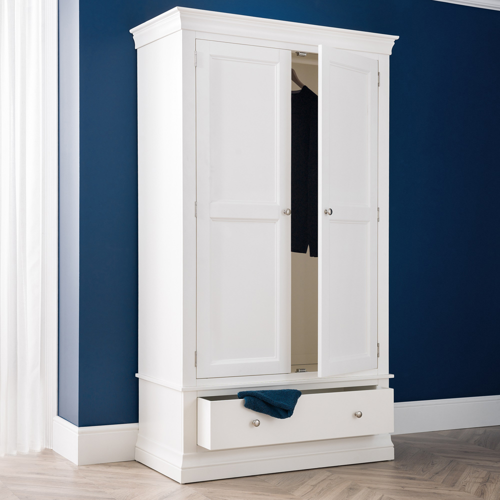 Julian Bowen Clermont 2 Door Single Drawer Surf White Wardrobe Image 1