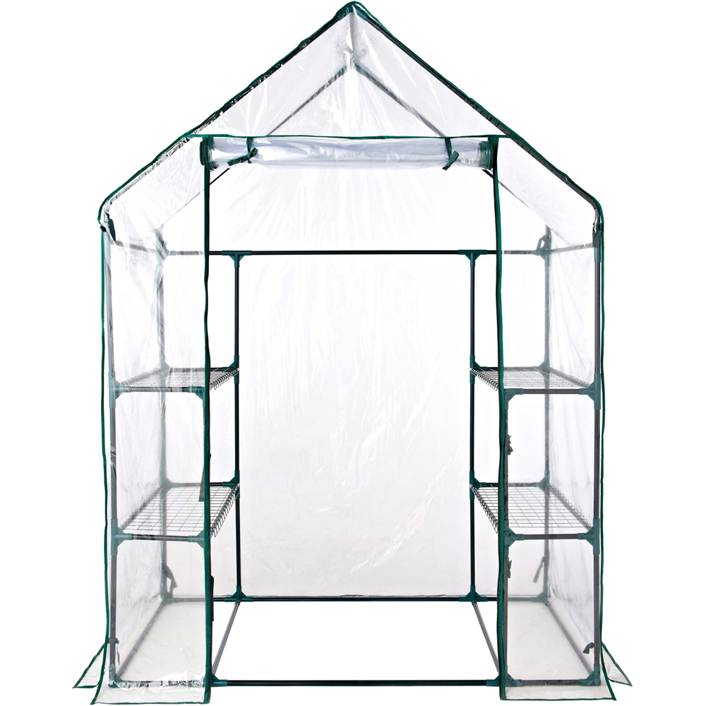 Gardenkraft PVC Plastic 4.7 x 2.4ft Walk In Greenhouse with Shelves Image 3