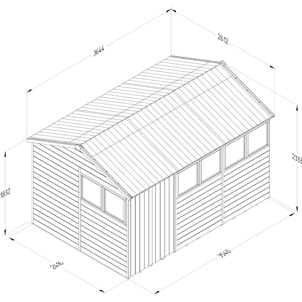 Forest Garden Timberdale 12 x 8ft 2 Opening Tongue and Groove Reverse Apex Garden Shed Image 9
