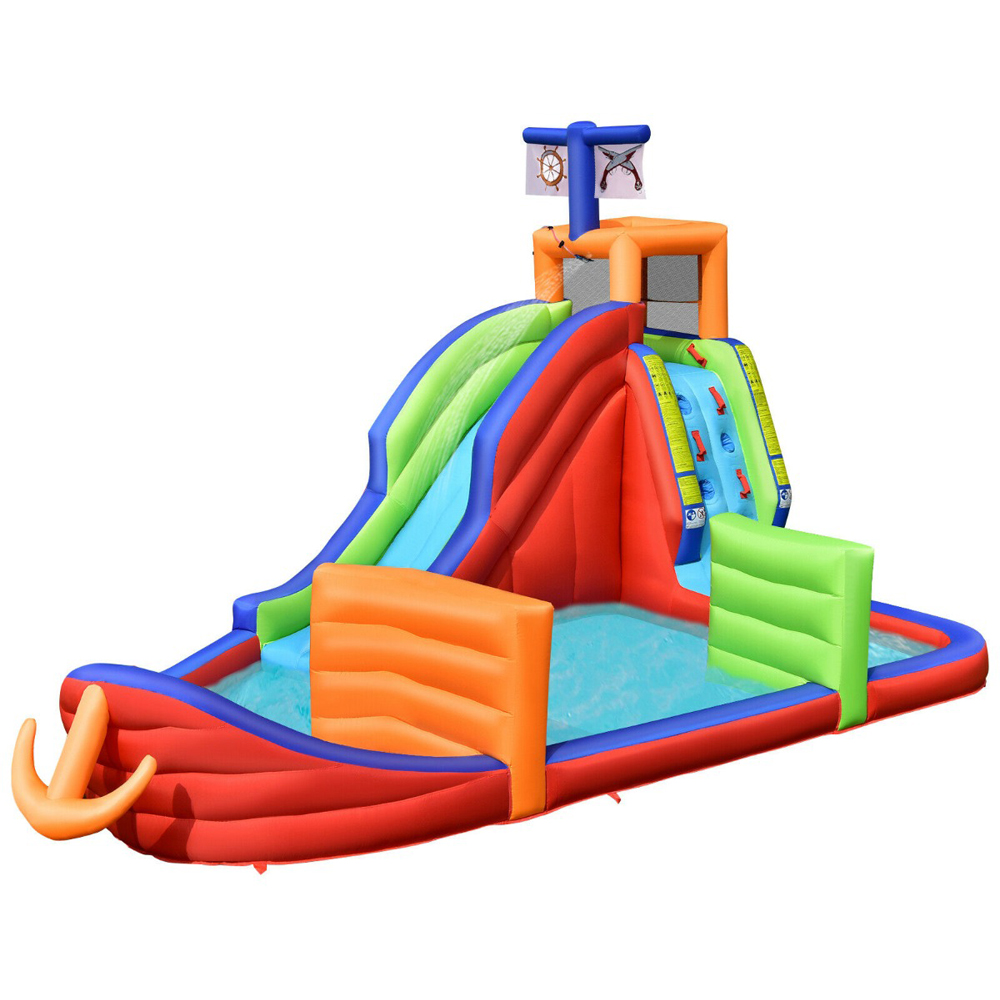 Costway Kids Inflatable Pirate Ship Water Slide with Splash Pool Image 1