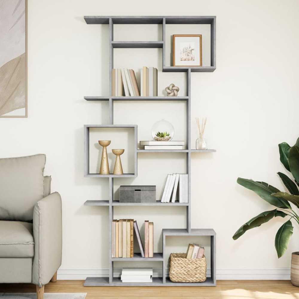 vidaXL 9 Shelf Concrete Grey Bookcase Image 1